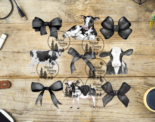 UVDTF Holstein Cows and Bows Elements 6"x7"