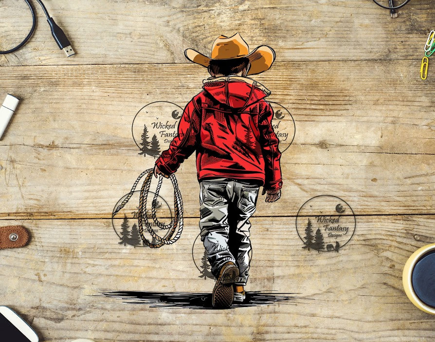 UVDTF Little Cowboy with Red Jacket