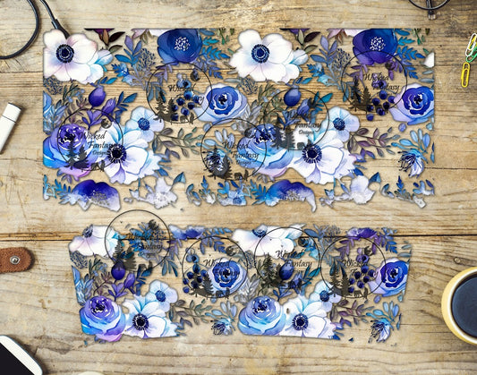 UVDTF Periwinkle and Royal Blue Floral Arrangement 16oz 40oz Tumbler Wrap