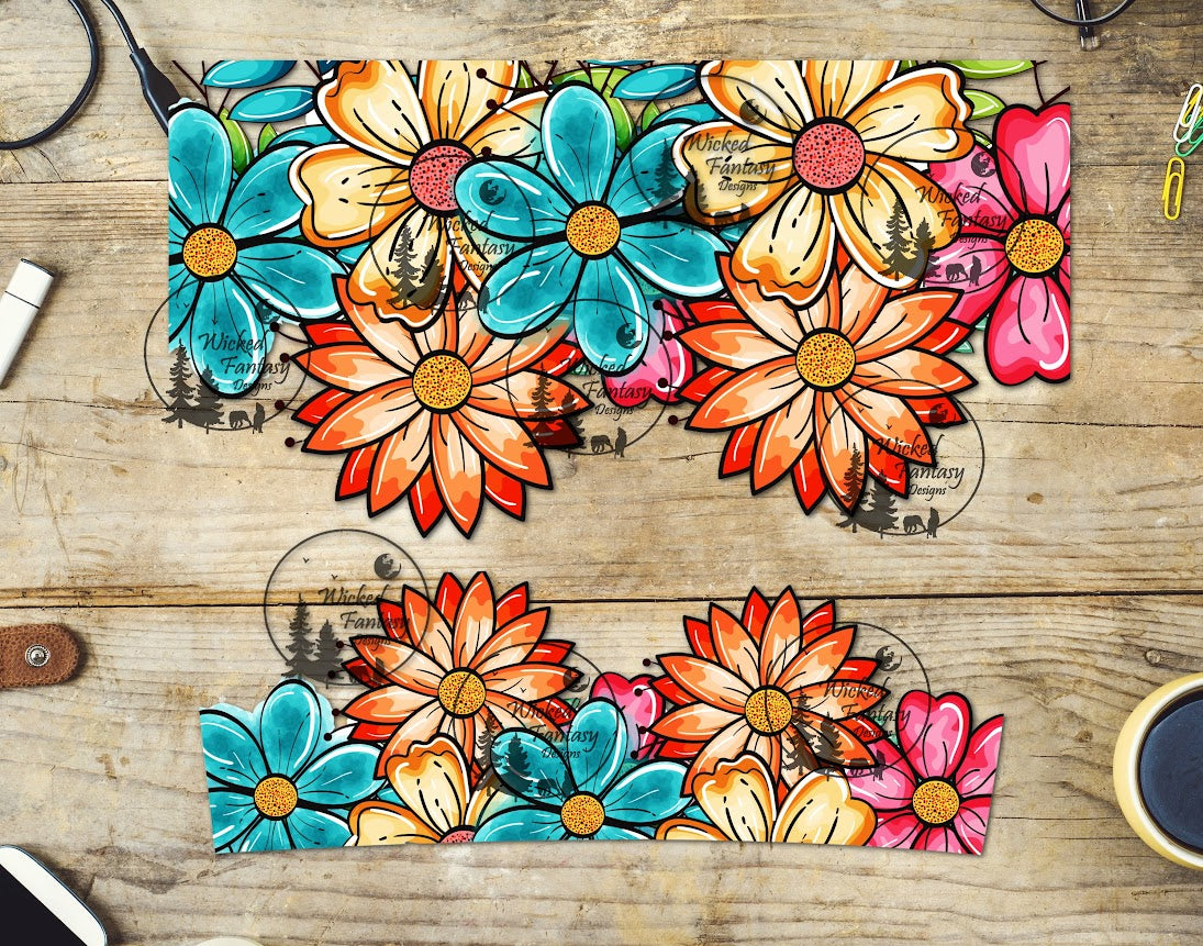 UVDTF Cartoon Flowers 16oz 40oz Tumbler Wrap