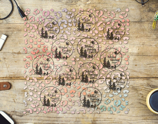 UVDTF Peach Pastel Gradient Small Fuzzy Leopard Print 10"x10" Element Sheet