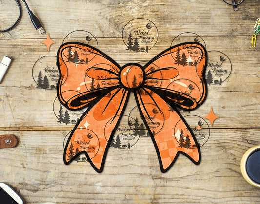 UVDTF Orange Checkered Bow