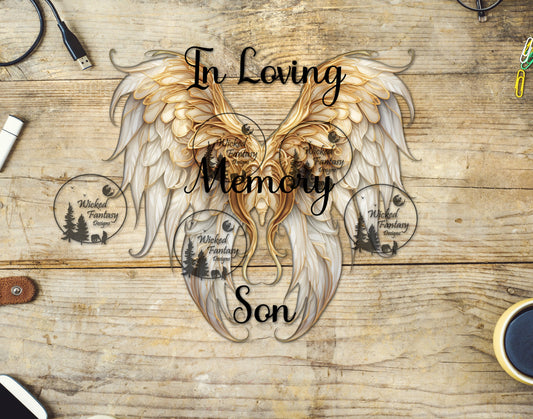 UVDTF In Loving Memory Son Gold Angel Wings