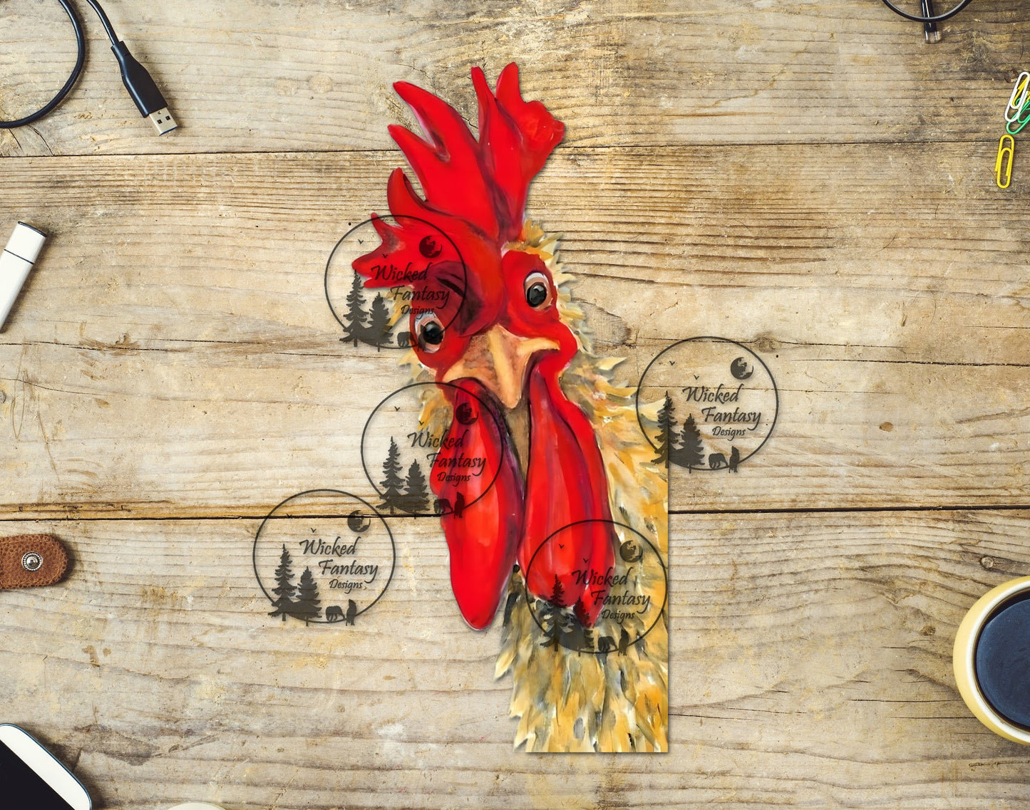 UVDTF Rooster Peeking around Corner