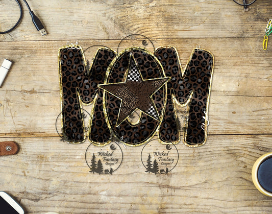UVDTF Brown Leopard Mom with Star