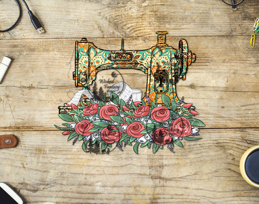 UVDTF Sewing Machine with Roses
