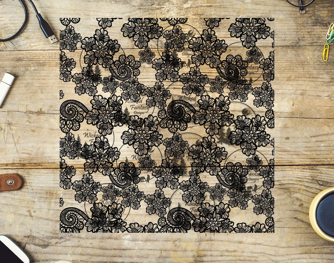 UVDTF Midnight Flourish Lace 20oz 30oz 10"x10" Element – Wicked Fantasy ...