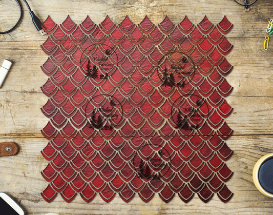 UVDTF Red Leather Dragon Scales 10"x10" Element