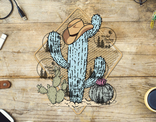 UVDTF Cool Blue Cactus with Hat