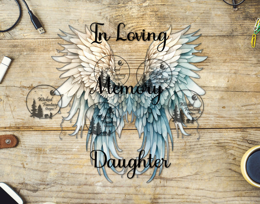 UVDTF In Loving Memory Daughter Blue Angel Wings