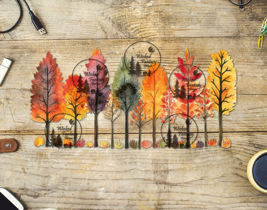 UVDTF Whimsical Autumn Tree Line Border Element 10"