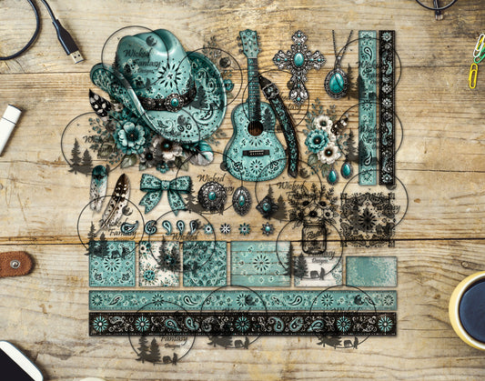 UVDTF Teal Paisley Country Element Sheet
