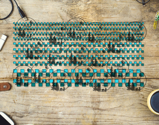 UVDTF Aqua and Teal Checkered 6x12" Striping Element
