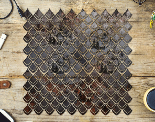 UVDTF Rusted Metal Dragon Scales 10"x10" Element