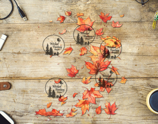 UVDTF Orange Maple Leaves Falling 4" x 6" Element