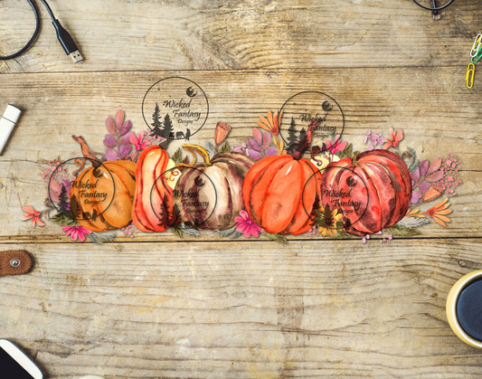 UVDTF Watercolor Pumpkins Border Element 12"