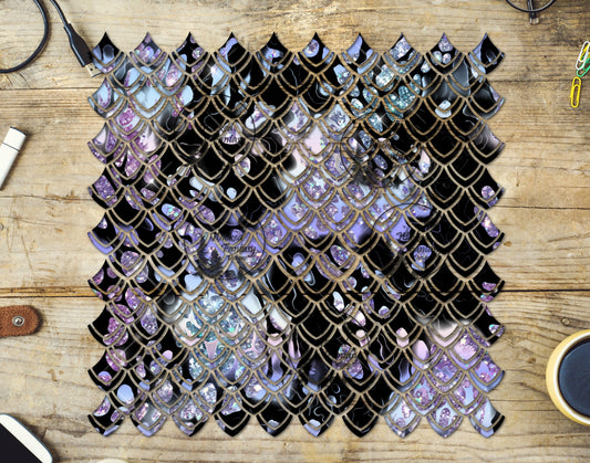 UVDTF Sparkling Black Pastel Dragon Scales 10"x10" Element