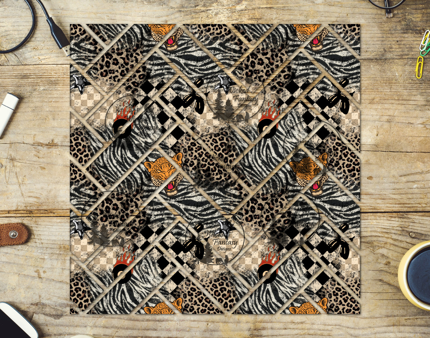 UVDTF Zebra Print Leopard Grunge Herringbone 20oz 30oz 10"x10"