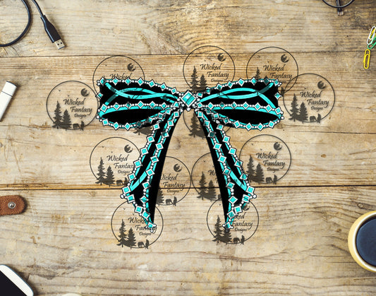 UVDTF Turquoise Gem Boot Stitch Bow