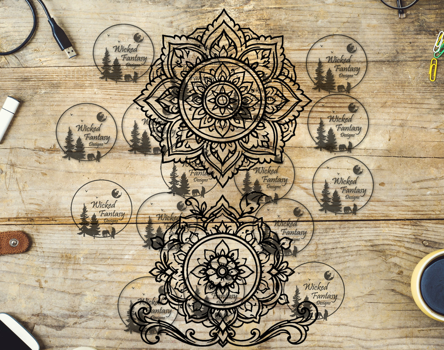 UVDTF Mandala Line Art