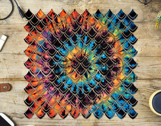 UVDTF Dark Tie Dye Dragon Scales 10"x10" Element