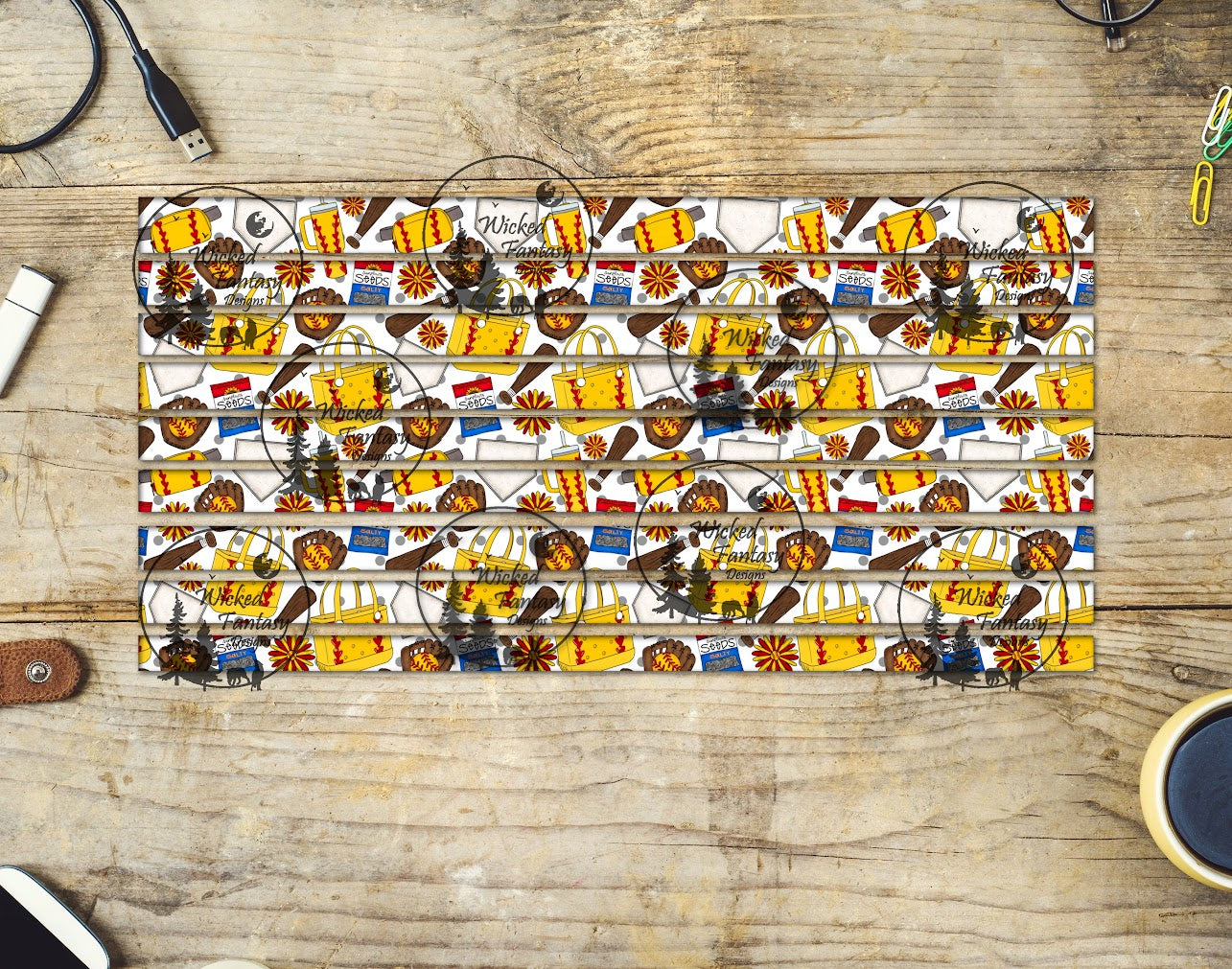 UVDTF Softball 6x12" Striping element