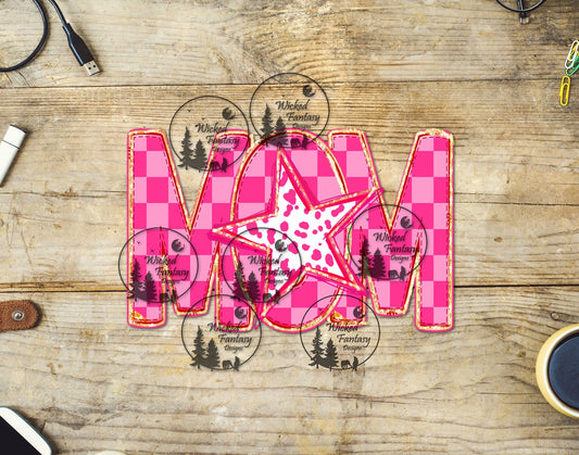 UVDTF Pink Checkered Mom with Star