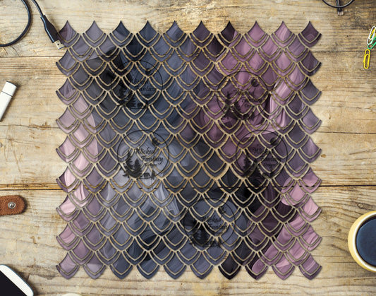UVDTF Rose Grey Ink Dragon Scales 10"x10" Element