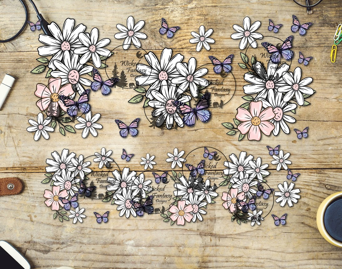 UVDTF Daisies and Butterflies 16oz 40oz Tumbler Wrap