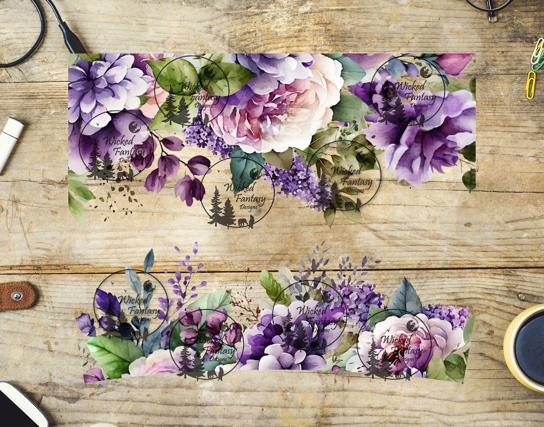 UVDTF Purple Floral Arrangement 16oz 40oz Tumbler Wrap