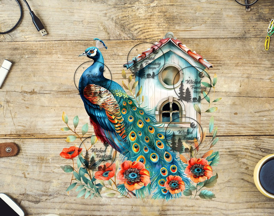 UVDTF Peacock and Birdhouse