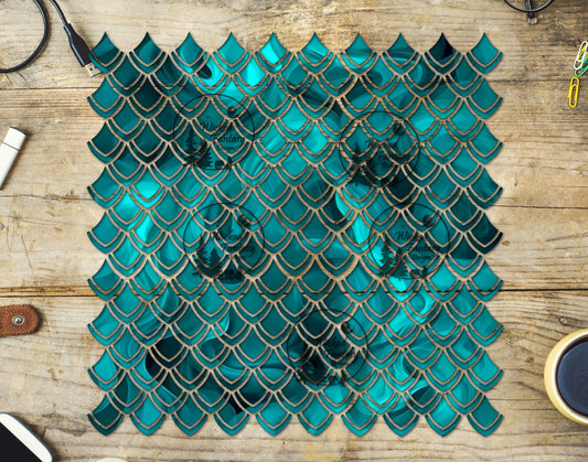 UVDTF Teal Ink Dragon Scales 10"x10" Element