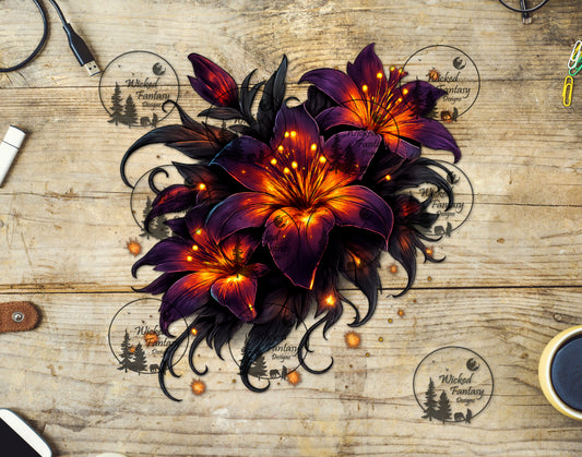 UVDTF Ember Bloom Lily Floral Arrangement