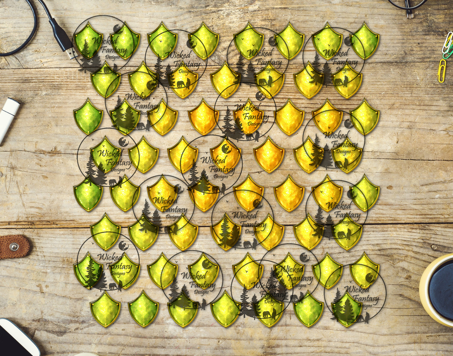 UVDTF Green Yellow Gradient Dragon Scales Element Sheet