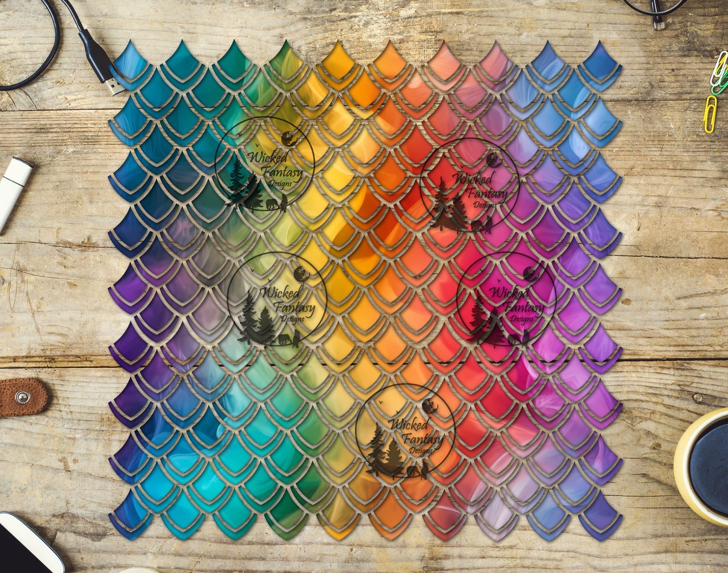 UVDTF Rainbow Ink Dragon Scales 10"x10" Element