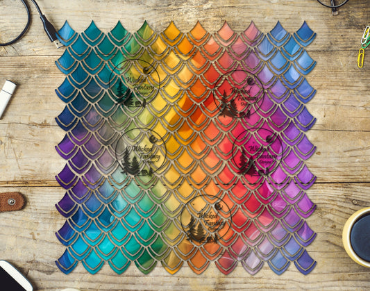 UVDTF Rainbow Ink Dragon Scales 10"x10" Element