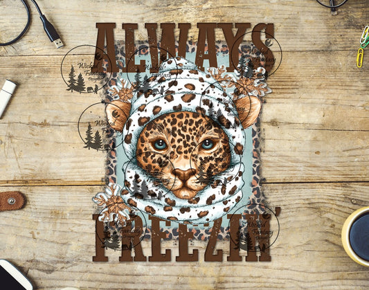 UVDTF Always Freezin Leopard in Beanie