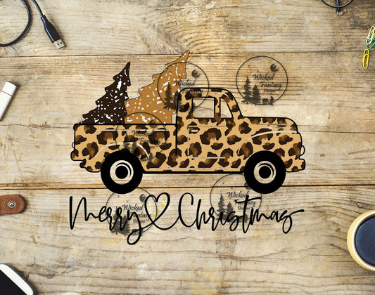 UVDTF Merry Christmas Leopard Truck