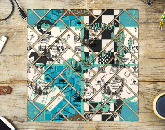 UVDTF Teal Cowboy Herringbone 20oz 30oz 10"x10"