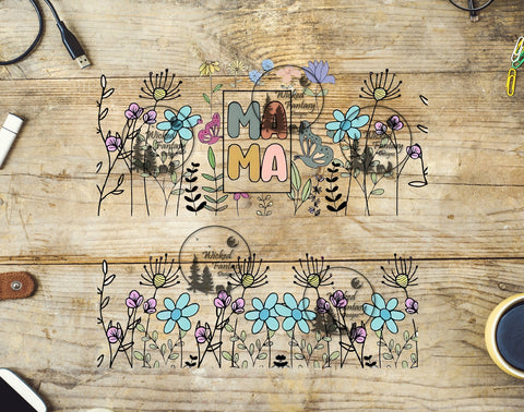 UVDTF Mama Line Art Flowers 20oz 30oz 10"x10" Element