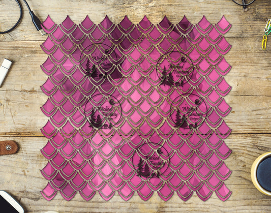 UVDTF Pink Ink Dragon Scales 10"x10" Element