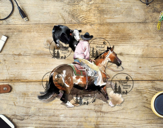 UVDTF Cutting Horse and Calf