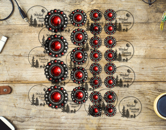 UVDTF Glistening Red Concho Elements 6"x9"