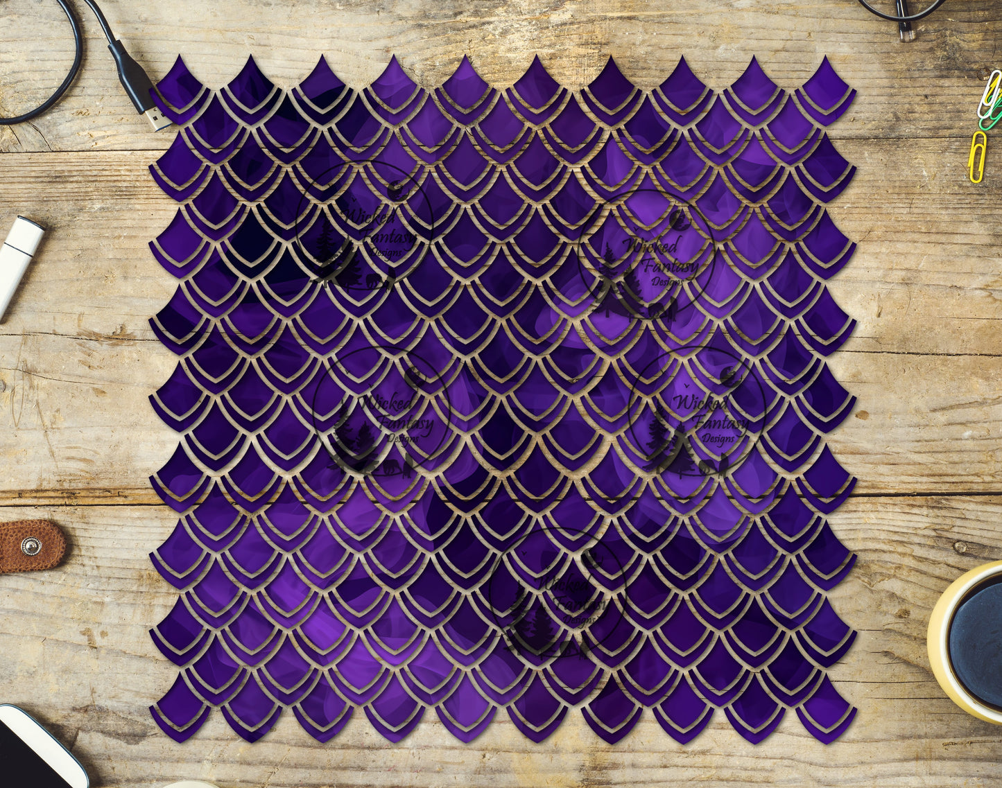 UVDTF Purple Ink Dragon Scales 10"x10" Element