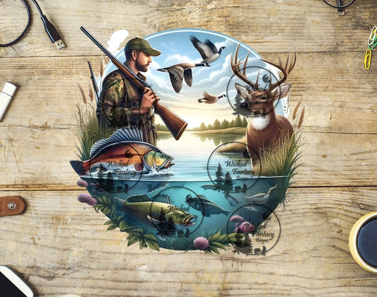 UVDTF Hunting and Fishing Scene