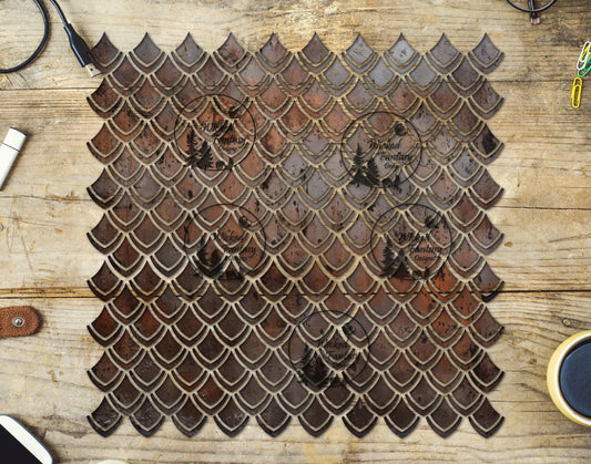 UVDTF Rusted Patina Dragon Scales 10"x10" Element