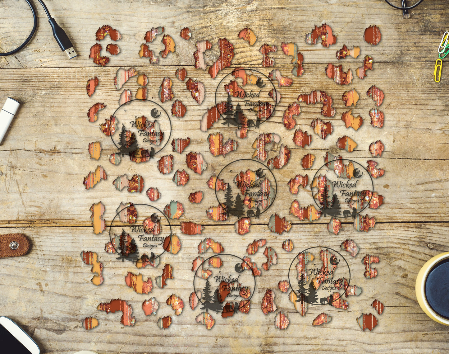 UVDTF Autumn Brushstrokes Leopard Print Element 10"x10"