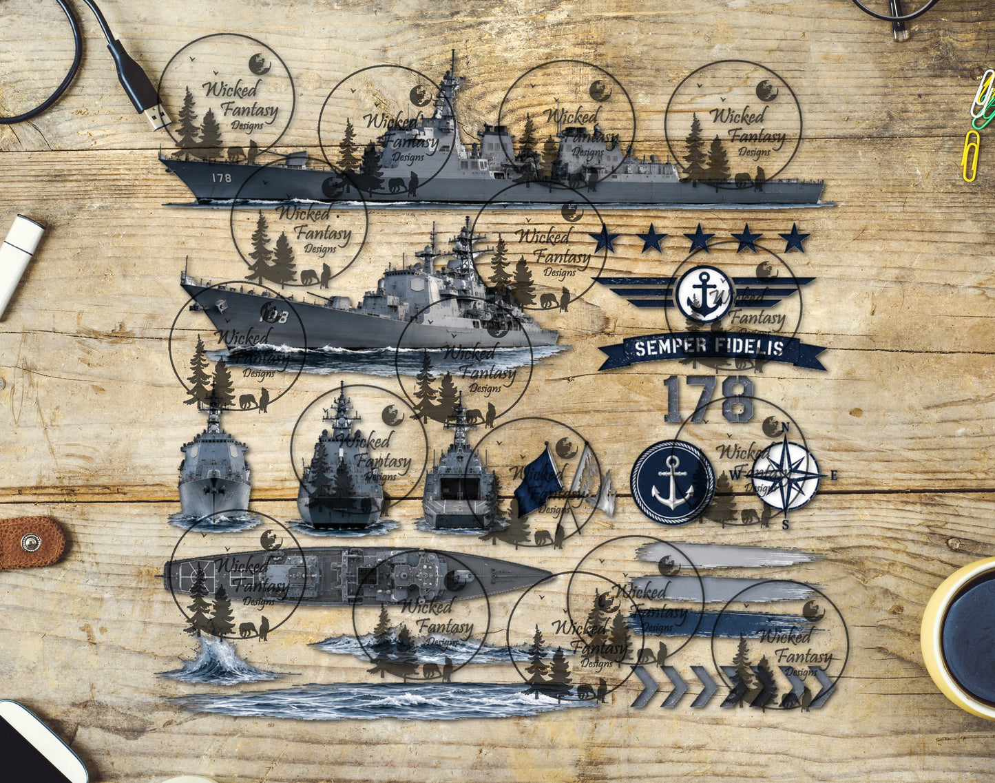 UVDTF Military Warship 11x11" Element Sheet