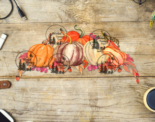 UVDTF Watercolor Pumpkins and Gourds Border Element 12"