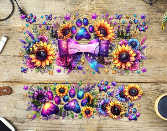 UVDTF Dog Paw Prints and Sunflowers 16oz 40oz Tumbler Wrap